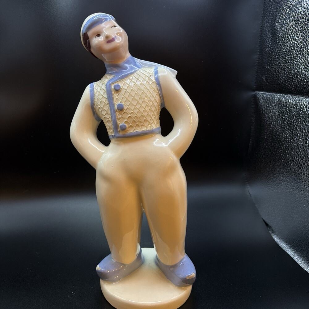 Vintage Hedi Schoop California Pottery Dutch Boy Figurine Vase in Blue /White